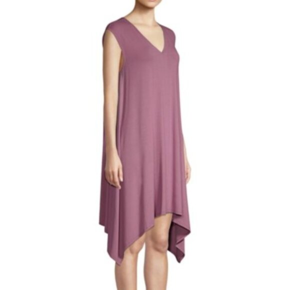 Eileen Fisher Lightweight Viscose Jersey V-Neck Dress Orange Small NWT - Picture 1 of 6